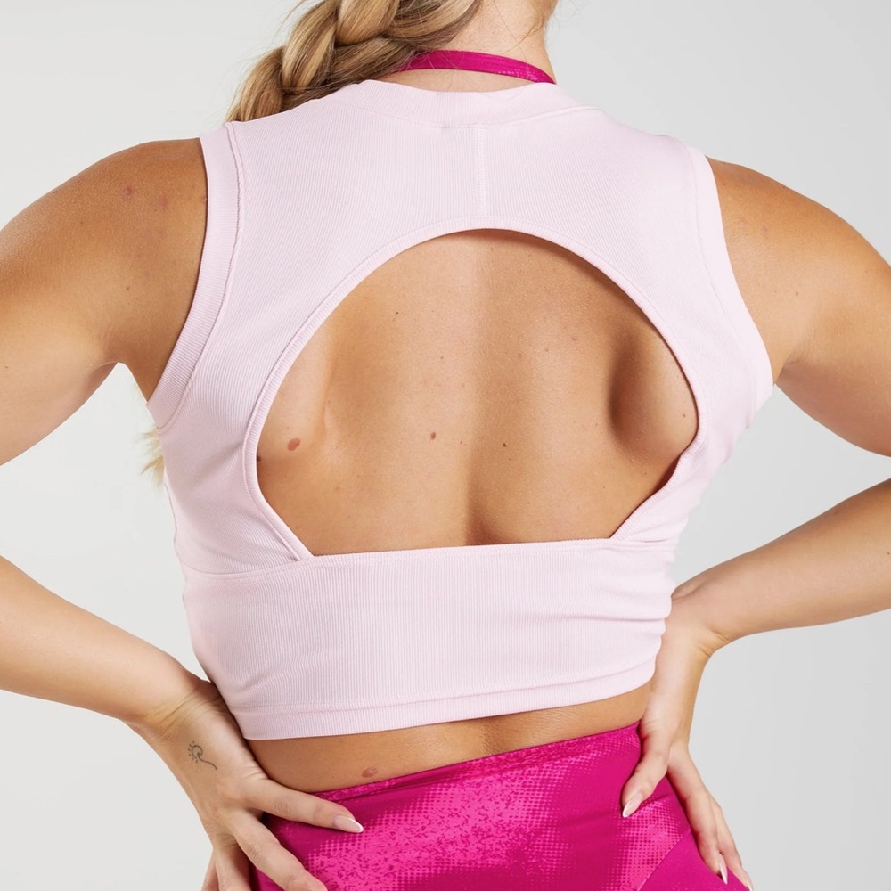 Gymshark GS power ribbed midi tank pink size medium - Picture 2 of 5